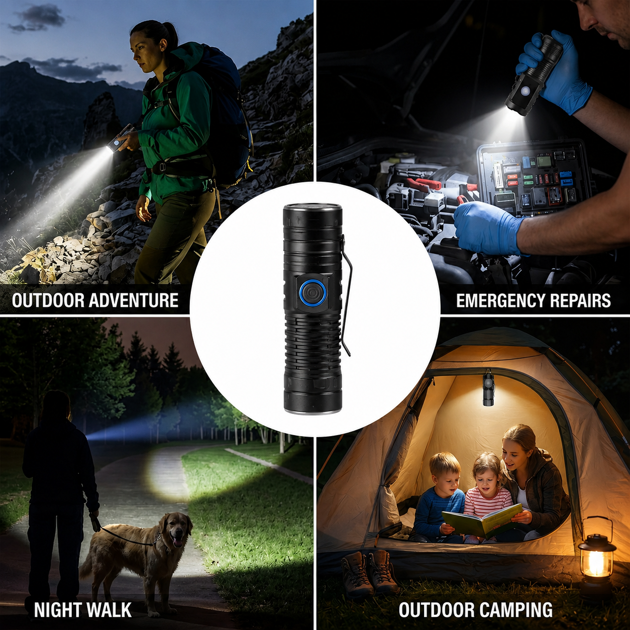 Rechargeable 3-LED Mini Flashlight – Portable Emergency Touch Light