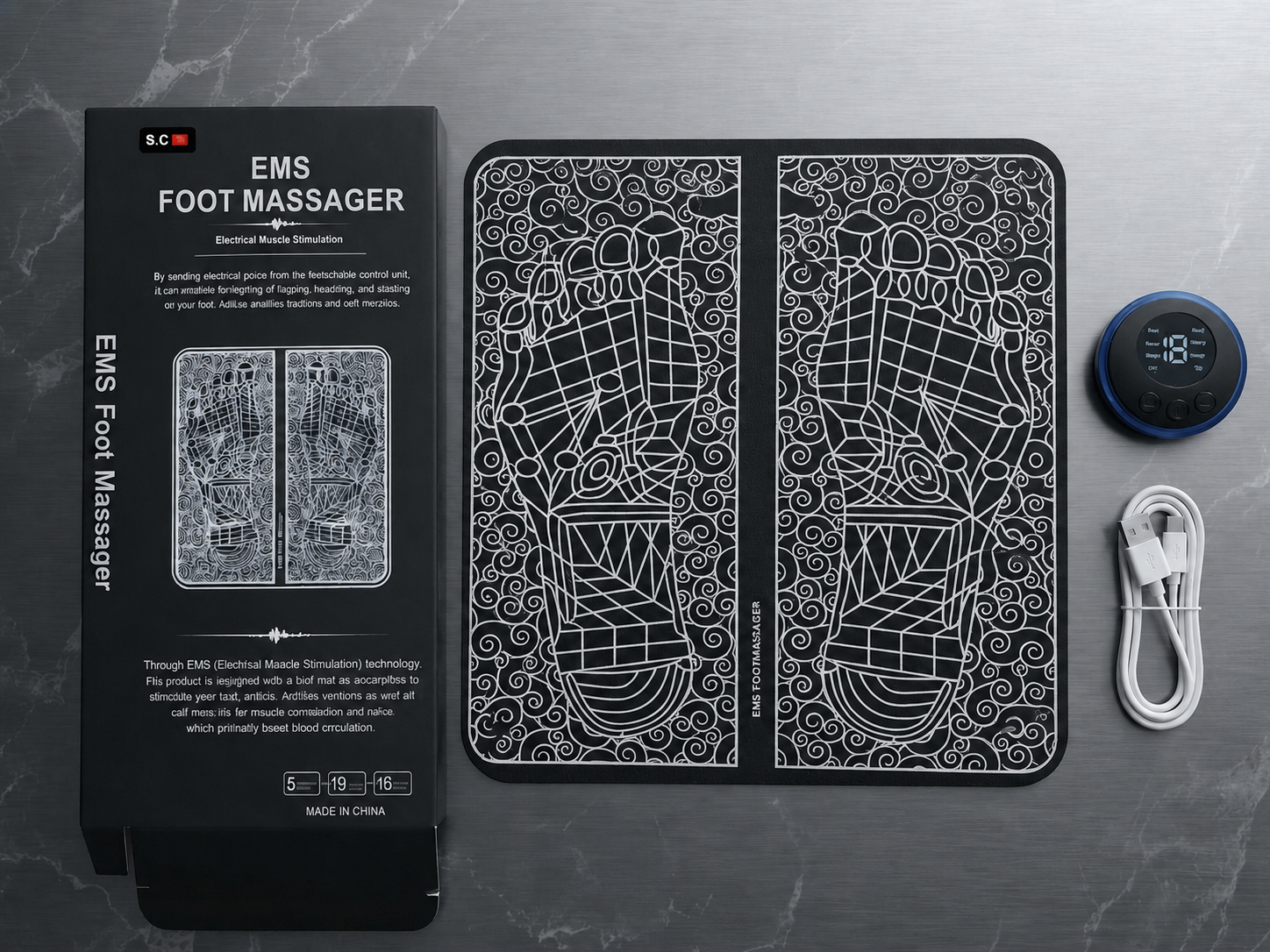 EMS Foot Massager Mat Electric USB Charging Smart Display Tens Acupuncture Feet Cushion Blood Circulation Pad Health Care Home