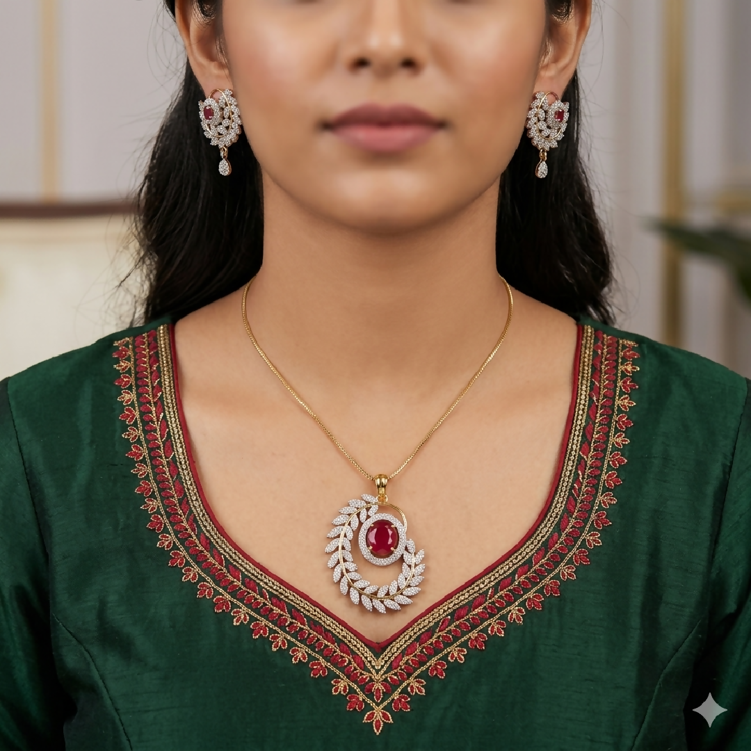 Spiral Leaf-Style Necklace and Earrings Set