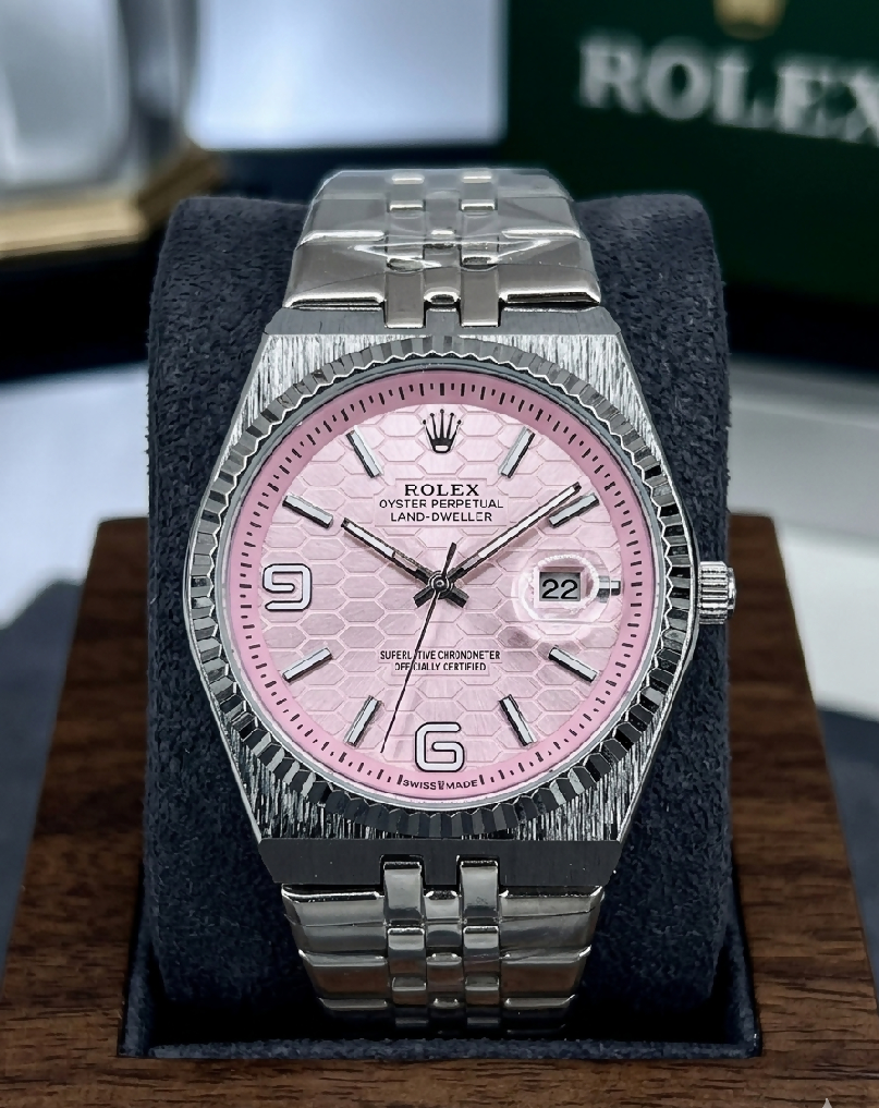 Silver Rolex Hexa Dial Luxury Watch