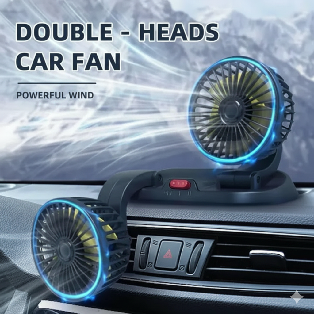 Double Head Vehicle Fan  360° Adjustable Car Cooling Fan