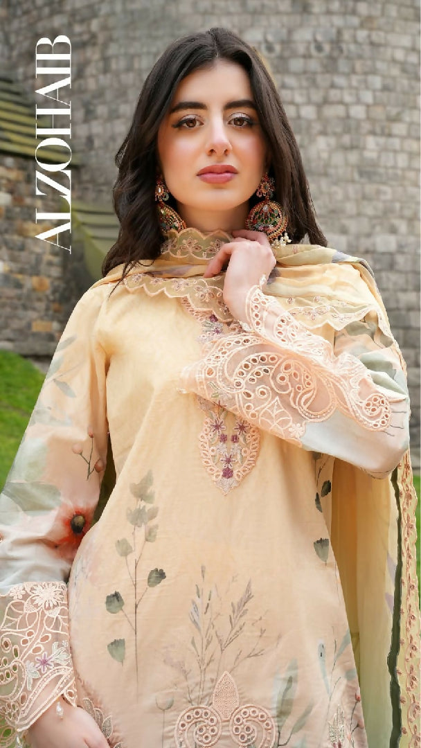 Printkari 3 Piece Unstitched Embroidered