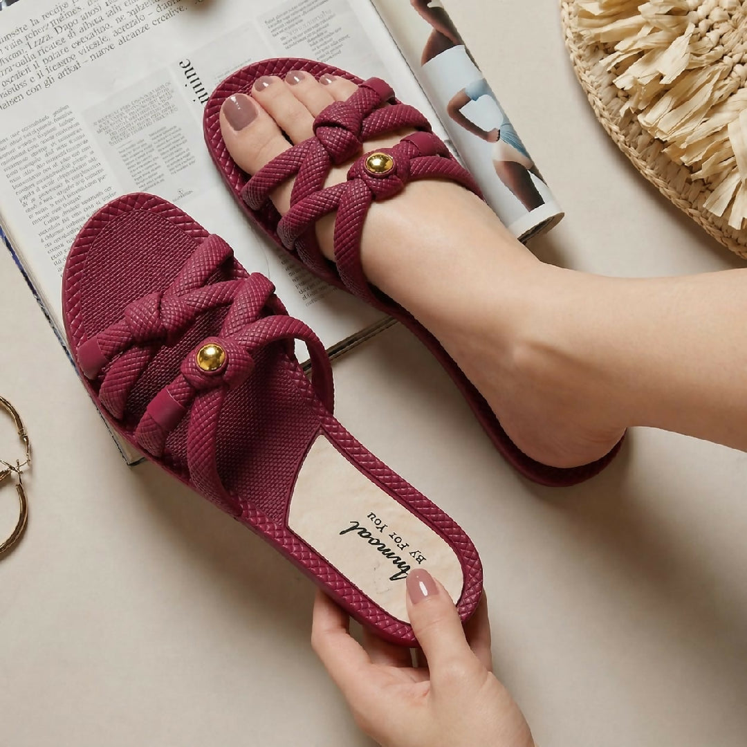 Rubber cross style slippers for girls - lightweight durable for home