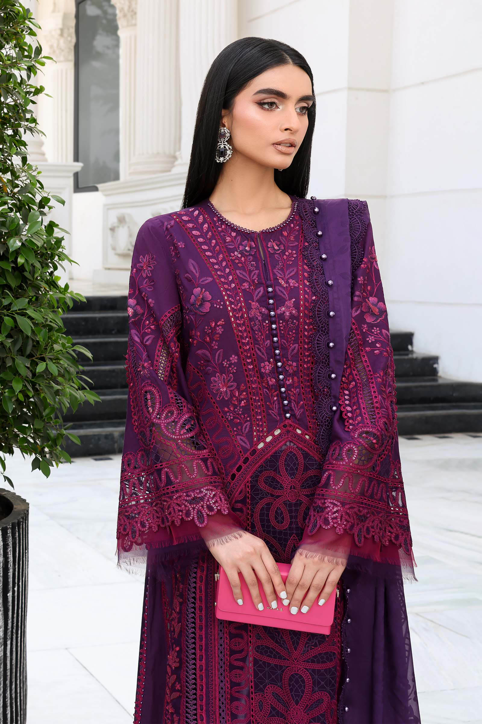 Maria B 3 Pc Unstitched Embroidered Lawn Suit EL-26-14