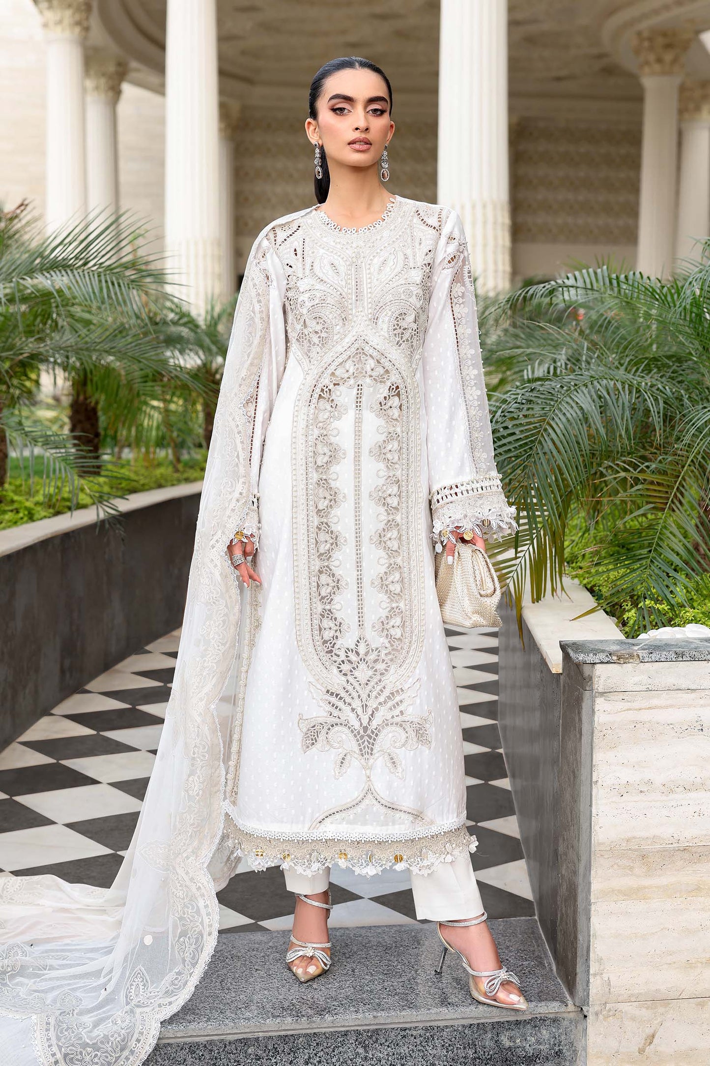 Maria B 3 Pc Unstitched Embroidered Jacquard Lawn Suit EL-26-01
