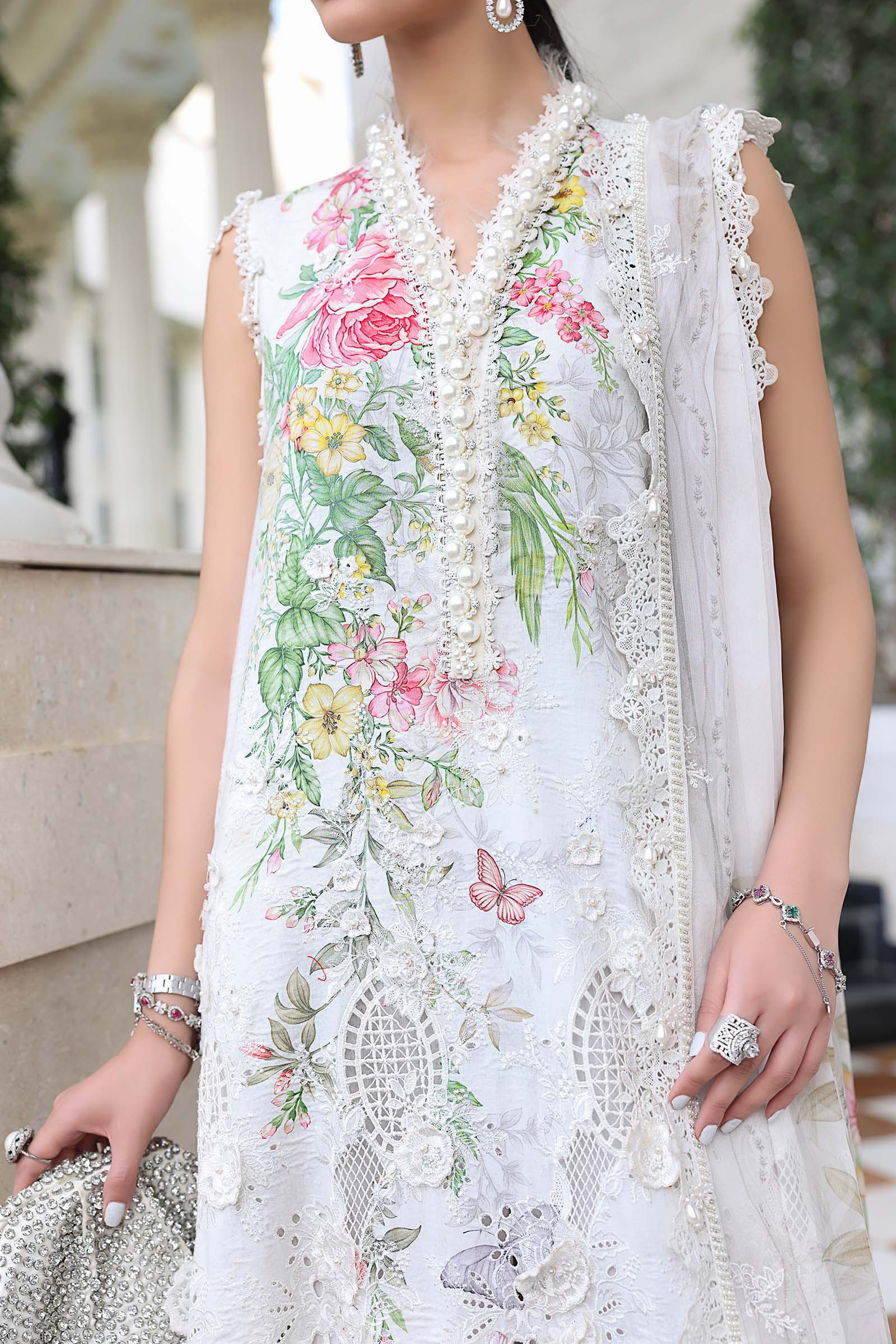 Maria B 3 Pc Unstitched Embroidered Lawn Suit EL-26-03