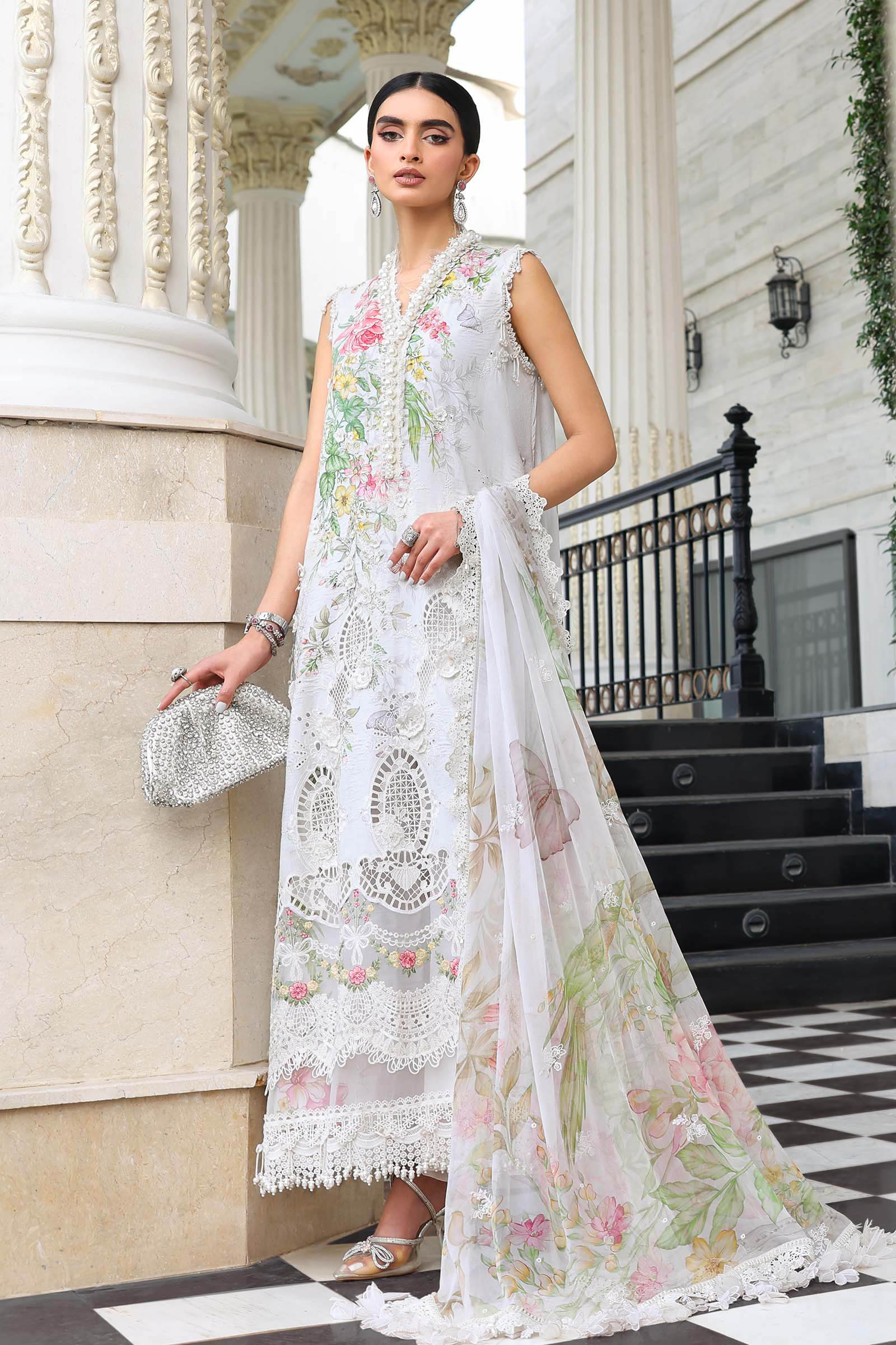 Maria B 3 Pc Unstitched Embroidered Lawn Suit EL-26-03