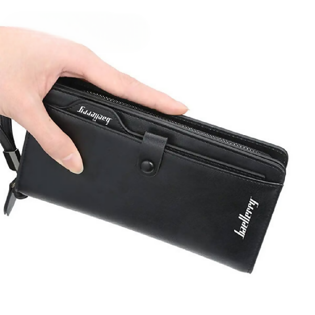 Balebaily Long Zipper Wallet for Men Women PU Leather Wallet with 15 Card Slots Phone Pocket and Photo Window Black