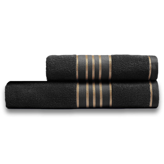 Combed Cotton Black Towel Set
