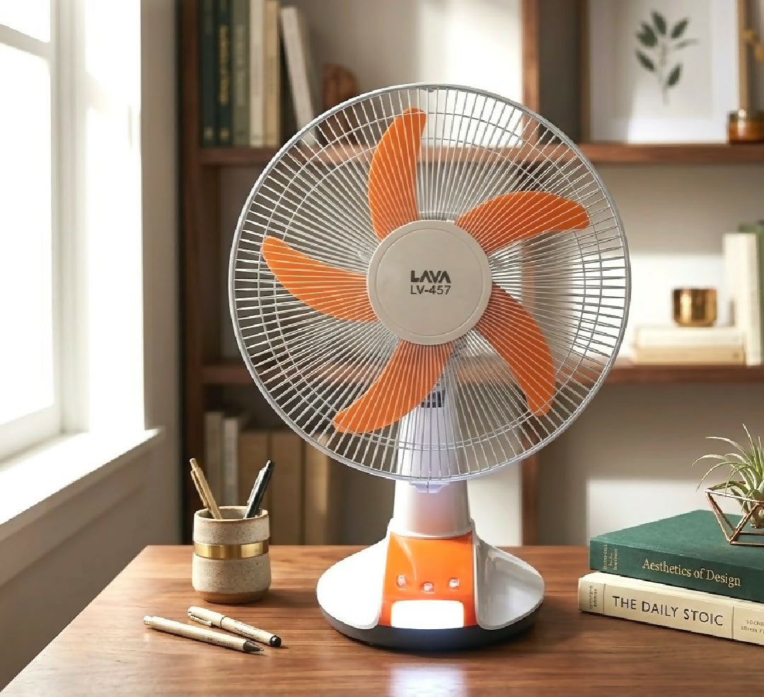 LAVA 457 RECHARGEABLE Orange and White colour FAN 1 Piece