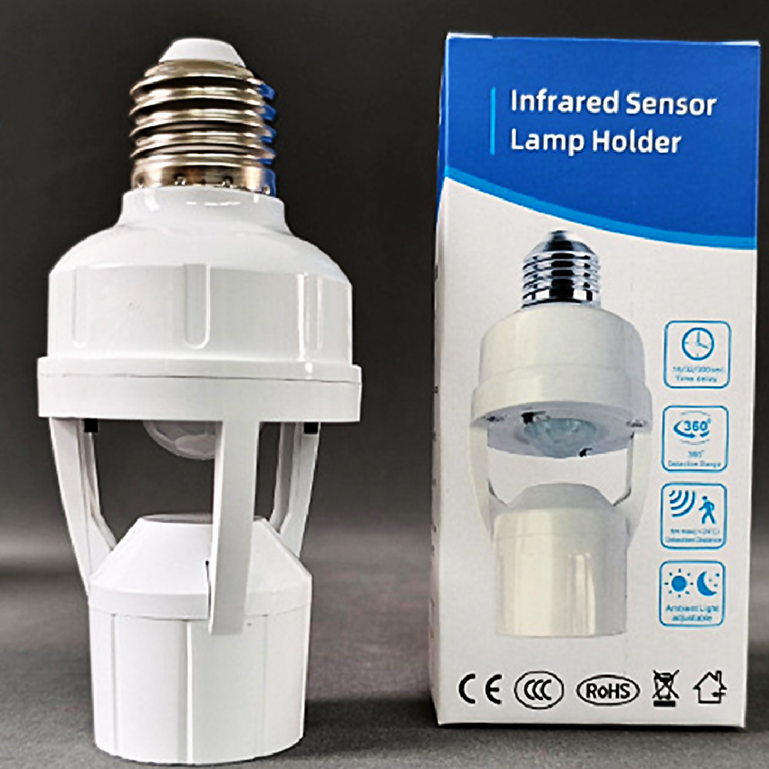 Smart Infrared PIR Motion Sensor E27 Bulb Holder Auto On Off Socket Switch Energy Saving Lamp Base