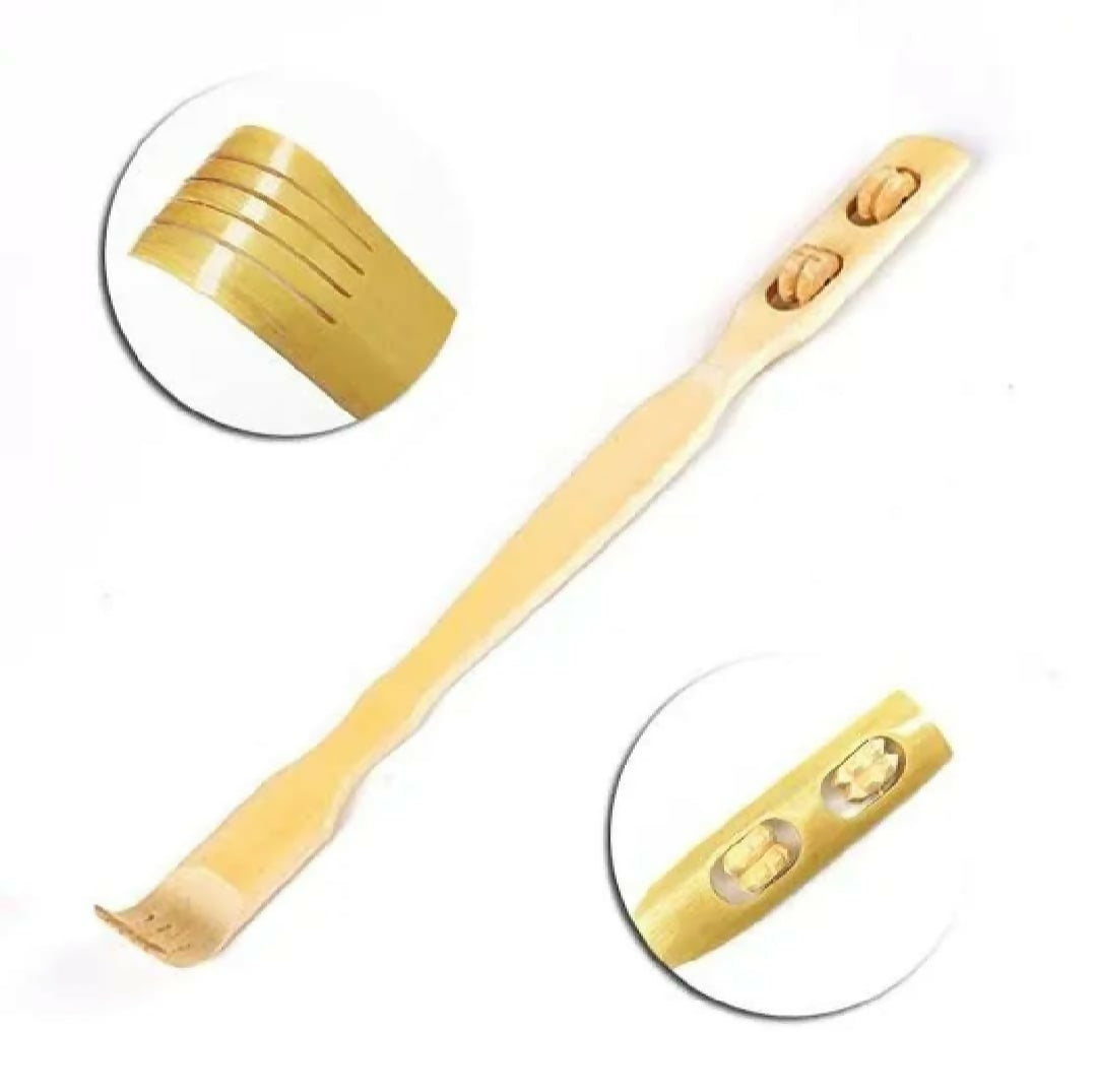 2 Pcs Wooden Back Scratcher Massage Stick Long Handle Backscratching Sticks with Roller for Itch Relief Body Relaxation