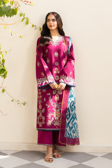 Xenia Formals 3 Pc Unstitched Embroidered Lawn Suit NELAM