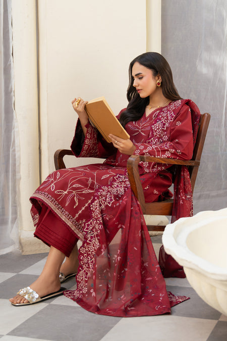 Xenia Formals 3 Pc Unstitched Embroidered Lawn Suit ALIF