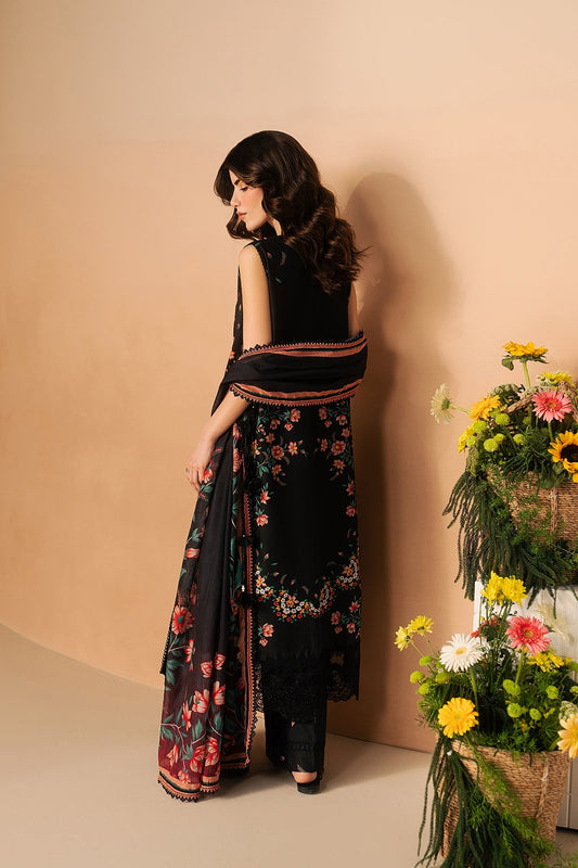 Afrozeh 3 Pc Unstitched Embroidered & Printed Lawn Suit Nightlure