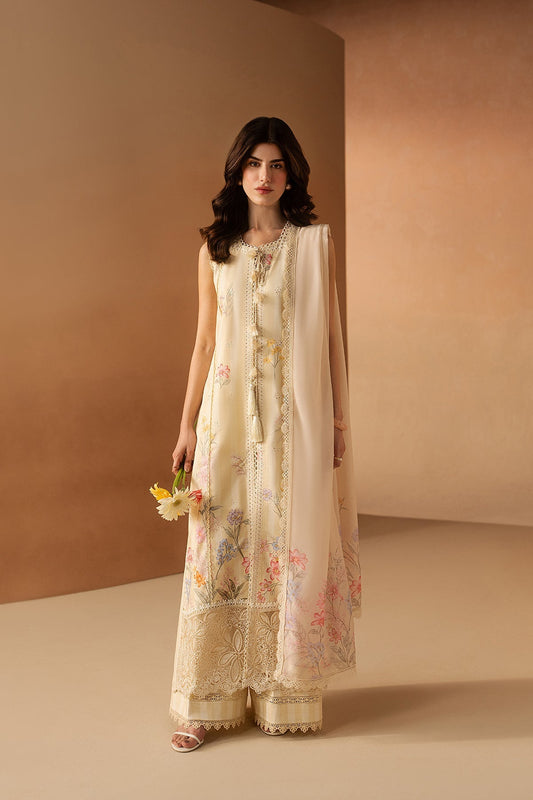Afrozeh 3 Pc Unstitched Embroidered & Printed Lawn Suit Hazelen Yellow