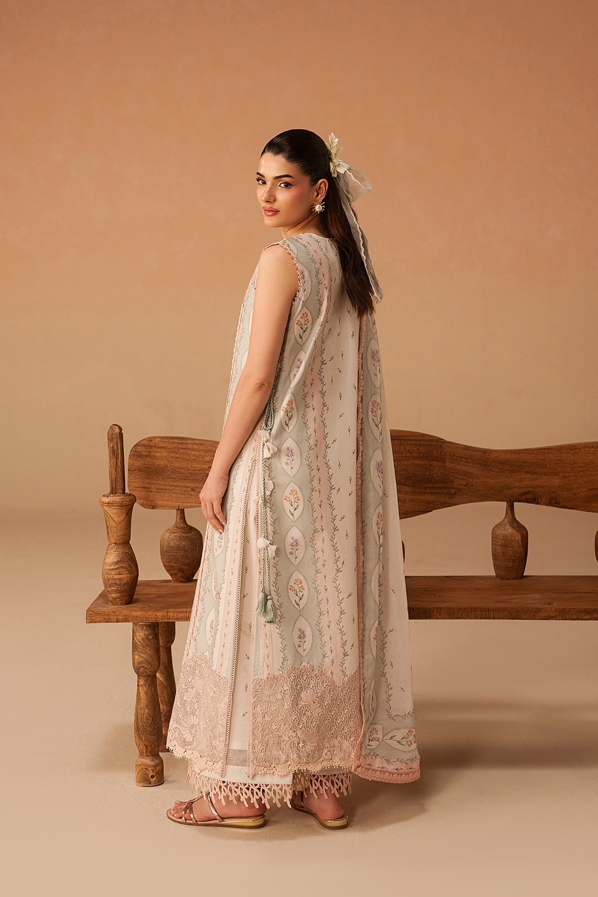 Afrozeh 3 Pc Unstitched Embroidered & Printed Lawn Suit Sunnival Ivory