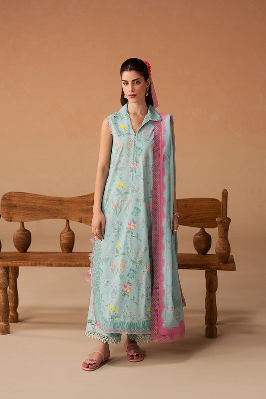 Afrozeh 3 Pc Unstitched Embroidered & Printed Lawn Suit Sunlaced Plum