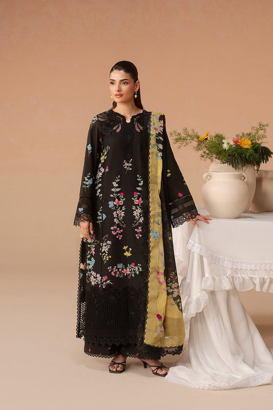 Afrozeh 3 Pc Unstitched Embroidered & Printed Lawn Suit Evania Rust