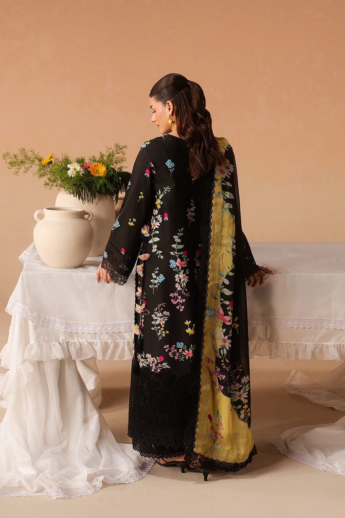 Afrozeh 3 Pc Unstitched Embroidered & Printed Lawn Suit Evania Rust