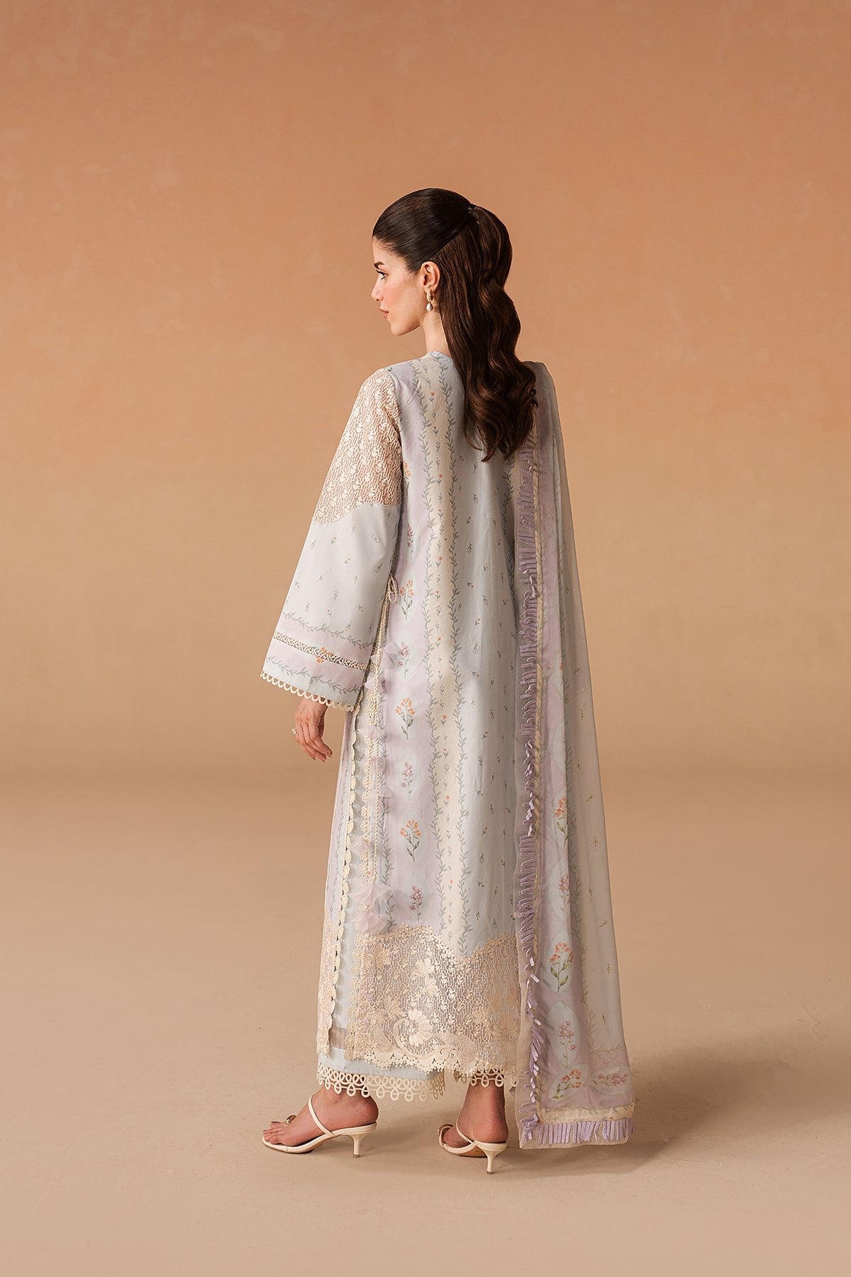 Afrozeh 3 Pc Unstitched Embroidered & Printed Lawn Suit Sunnival Blue