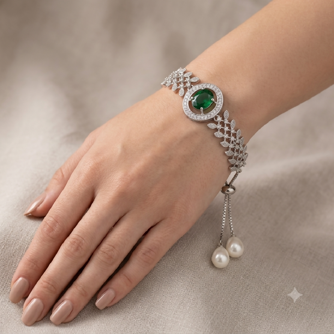 Zircon Marquise Emerald Adjustable Bracelet