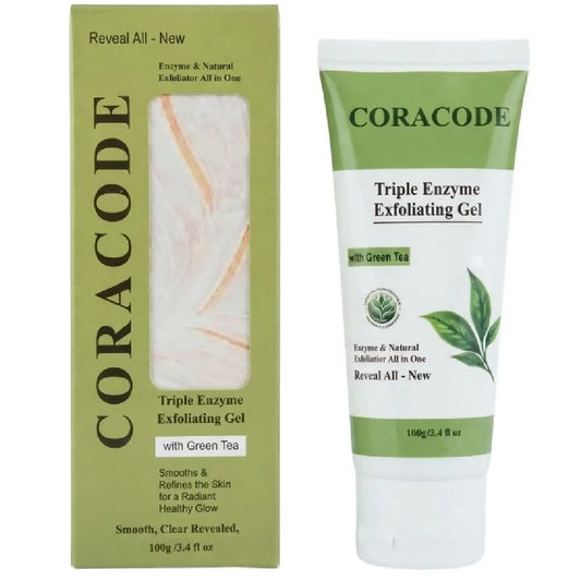 Coracode Triple Enzyme Exfoliating Gel with Green Tea Facial Exfoliating Gel for Dead Skin and Skin Texture 100g