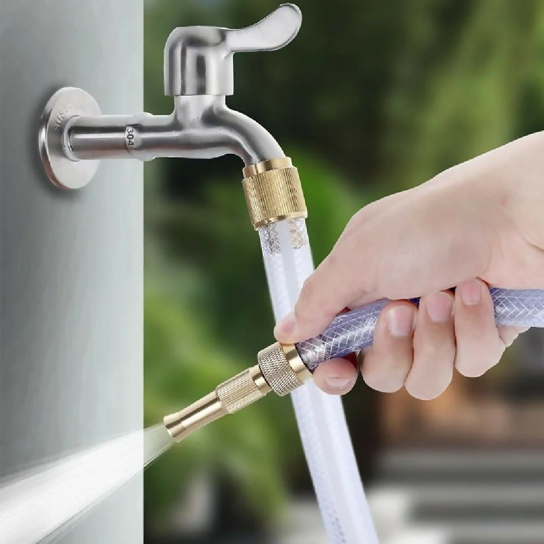 Brass Nozzle Water Spray Gun Jet Hose Nozzles Pipe High Pressure For Car Bike Window Cleaning Sprayer And Plants Gardening Washing (Without Pipe) Golden