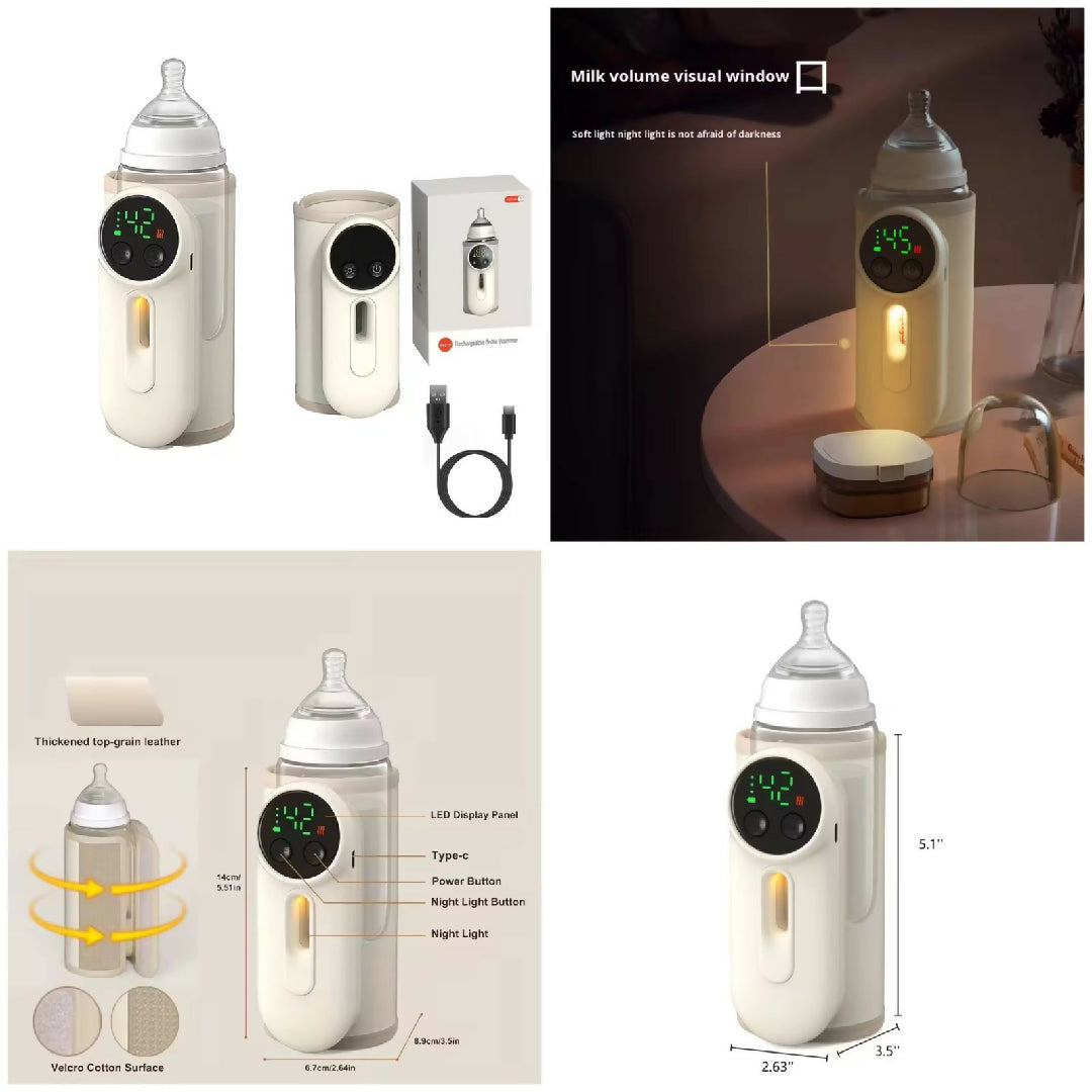 Portable Baby Bottle Warmer Portable Bottle Warmer for Travel Upgraded Baby Milk Warmer for Breastmilk or Formula Bottle Warmer On The Go with Milk Volume Window 6 Temperature Control 8000 MAh
