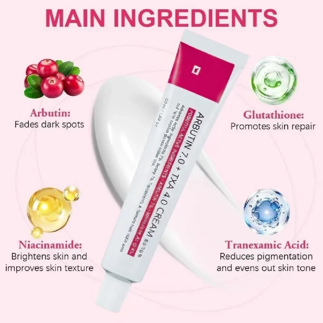 Arbutin 7 Percent Tranexamic Acid 4 Percent Cream Brightening Moisturizer for Dark Spots Uneven Tone Hydration 50g