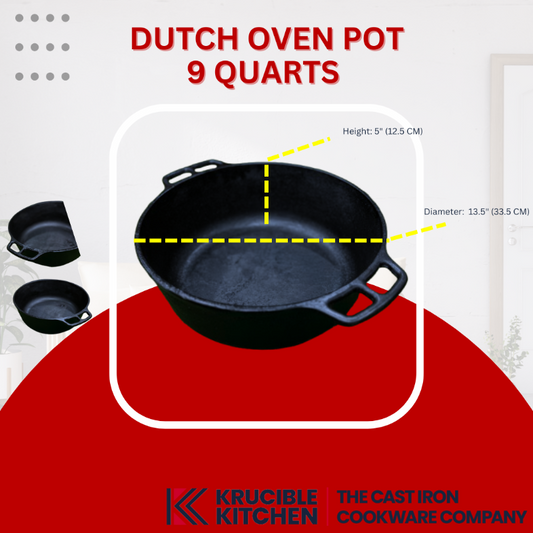 Dutch Oven Pot 9 Quarts Without Lid Large Capacity for Cooking and Stewing