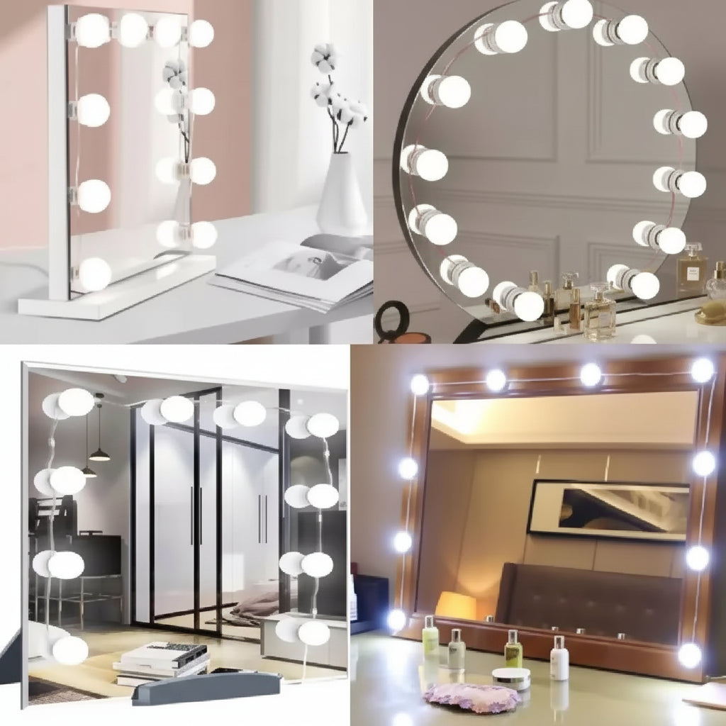 Vanity Mirror 10Pc Fill Light Bulb - Changeable Luminance 3 Colors LED USB String Dimmable