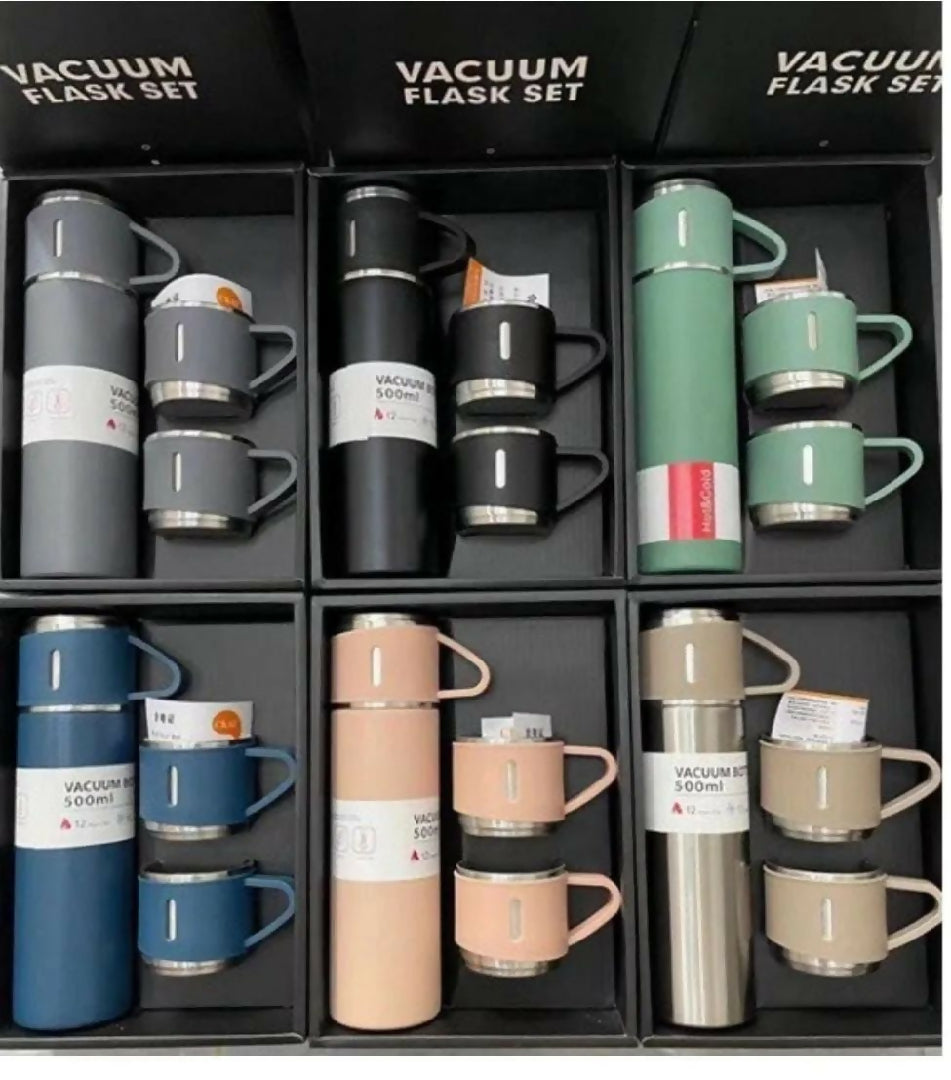 Vacuum Flask Set 500ml 12 Hour Lasting Hot Cool 304 Steel Body