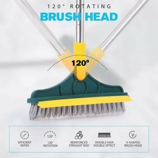 2 In 1 Multi Functional Rotating Floor Scrub Brush With Long Handle