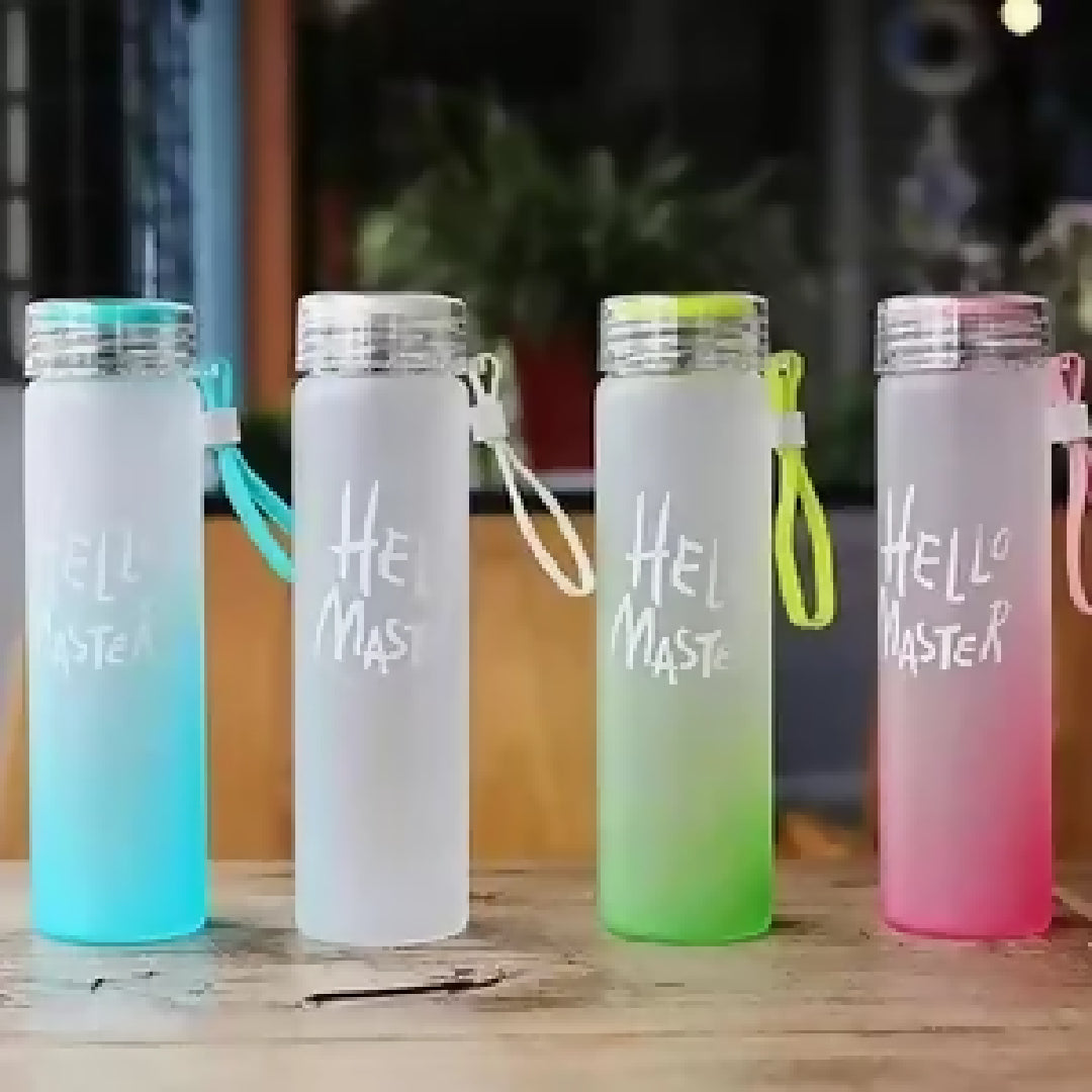 Hello Master Glass Water Bottle for School College Office 480 ml
