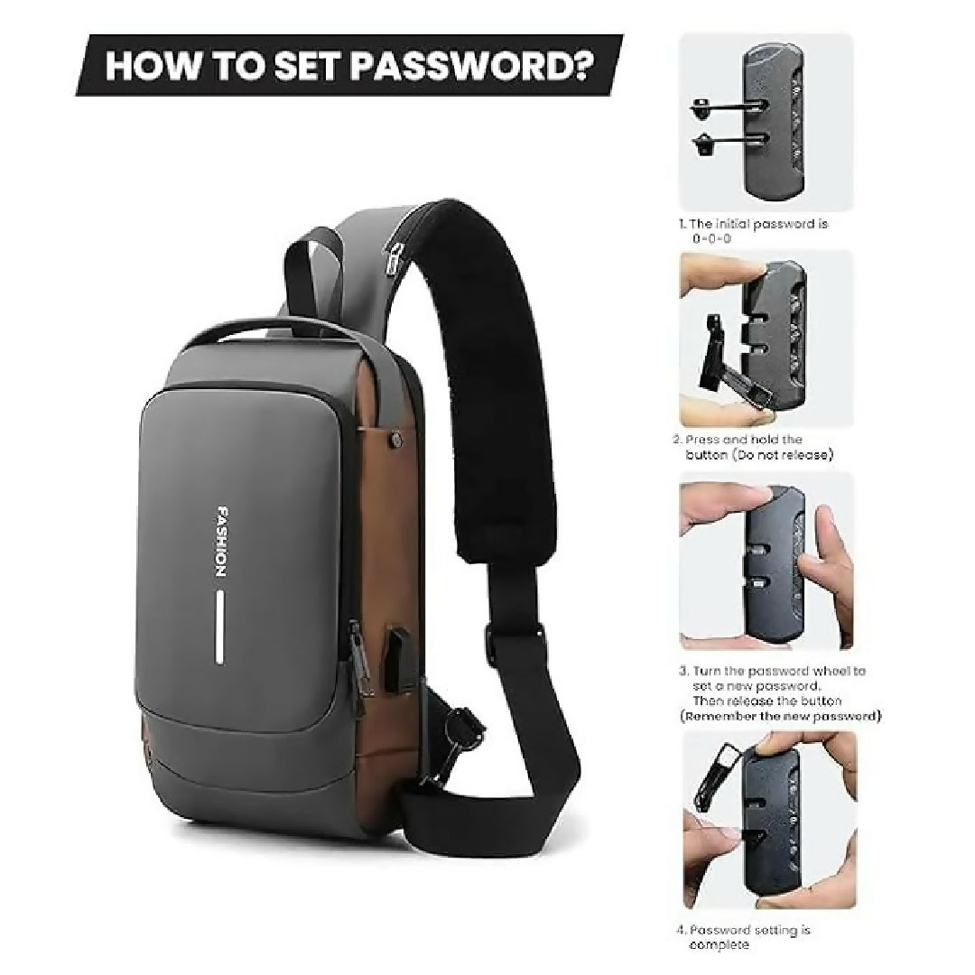 Chest Bag Multifunction Crossbody Sport Running Travel Sling Pack Anti theft USB Charge Shoulder Messenger Pack Luxury Brand Men