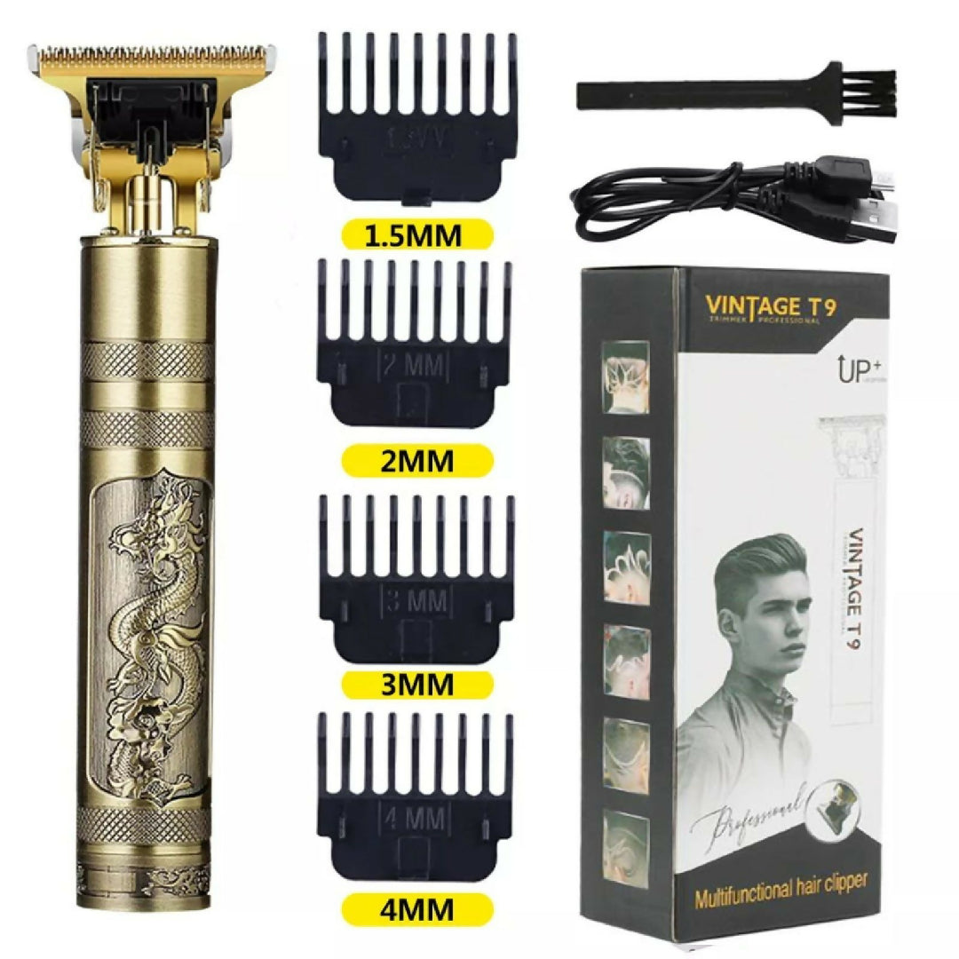 Metal Body T9 Trimmer VINTAGE T9 Dragon Style Metal Rechargeable Electric Hair Clipper Cutting Machine Professional Hair Barber Trimmer