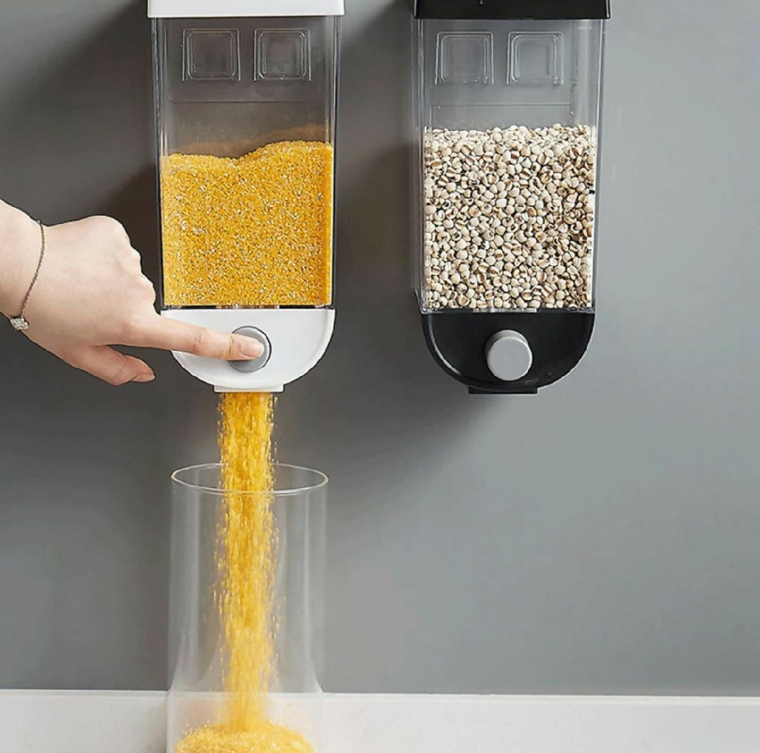 1Pc 1500ml Self-Adhesive Grain Dispenser - Wall Mounted Rice - Grain Storage Box - Kitchen Food Organizer Container - Dry Fruit Dispenser