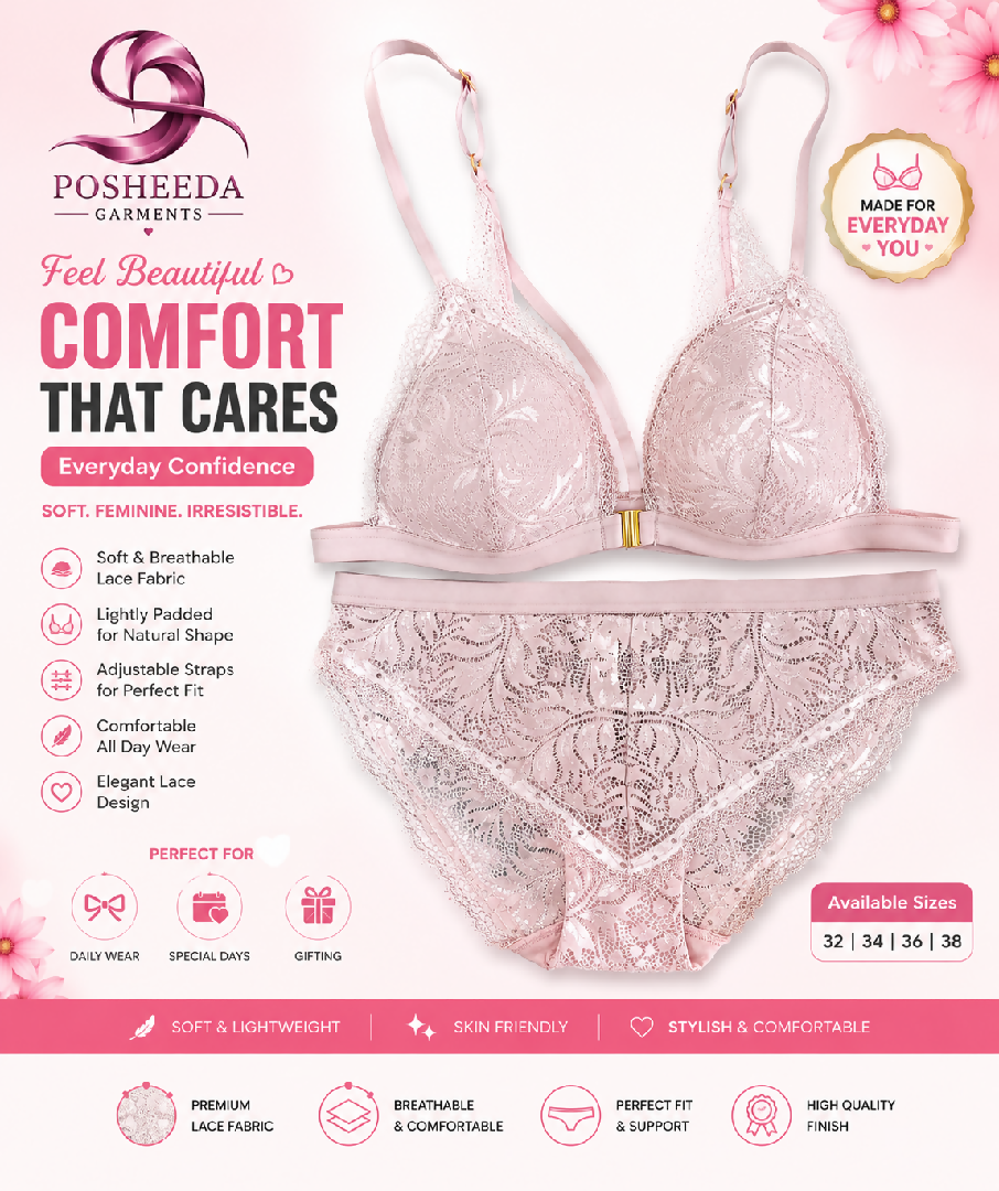 Premium Lace Front Buckle Bra and Panty Set