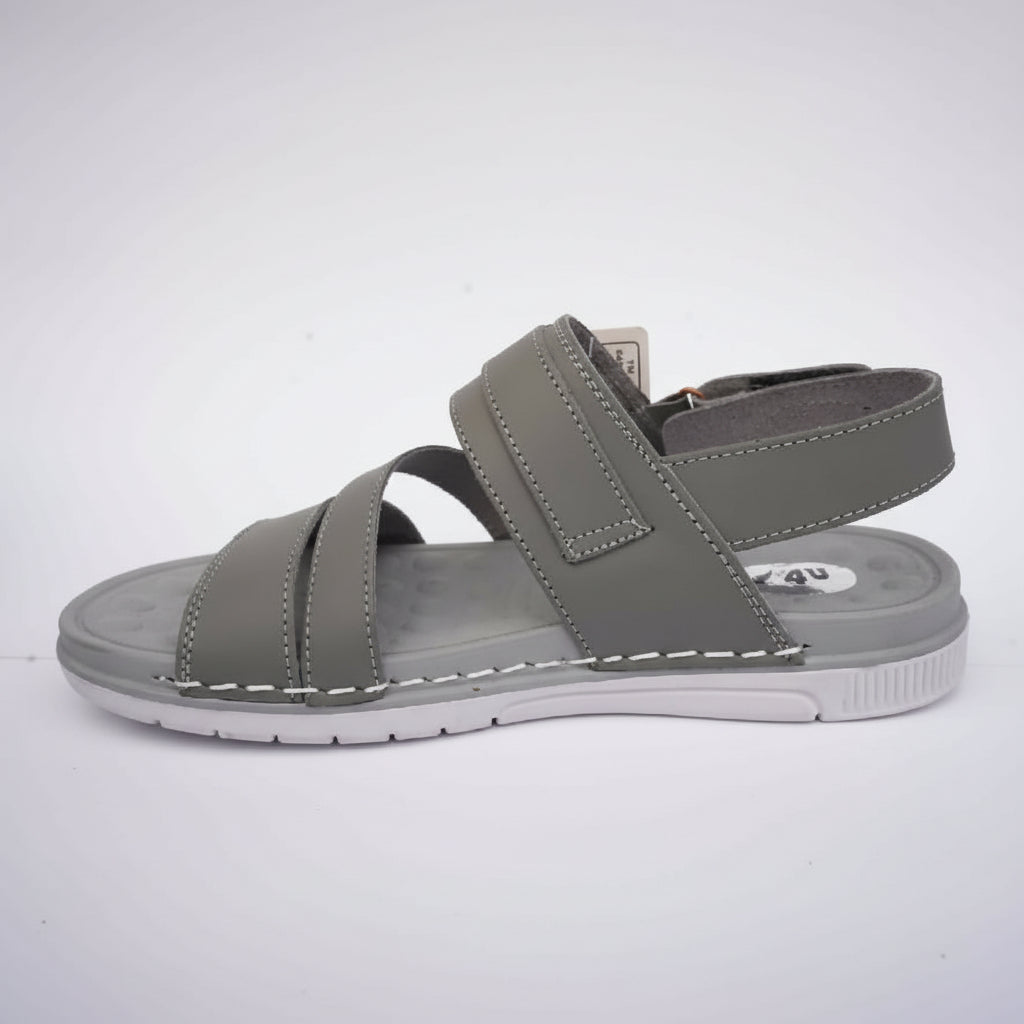 Leather sandals for men colour grey