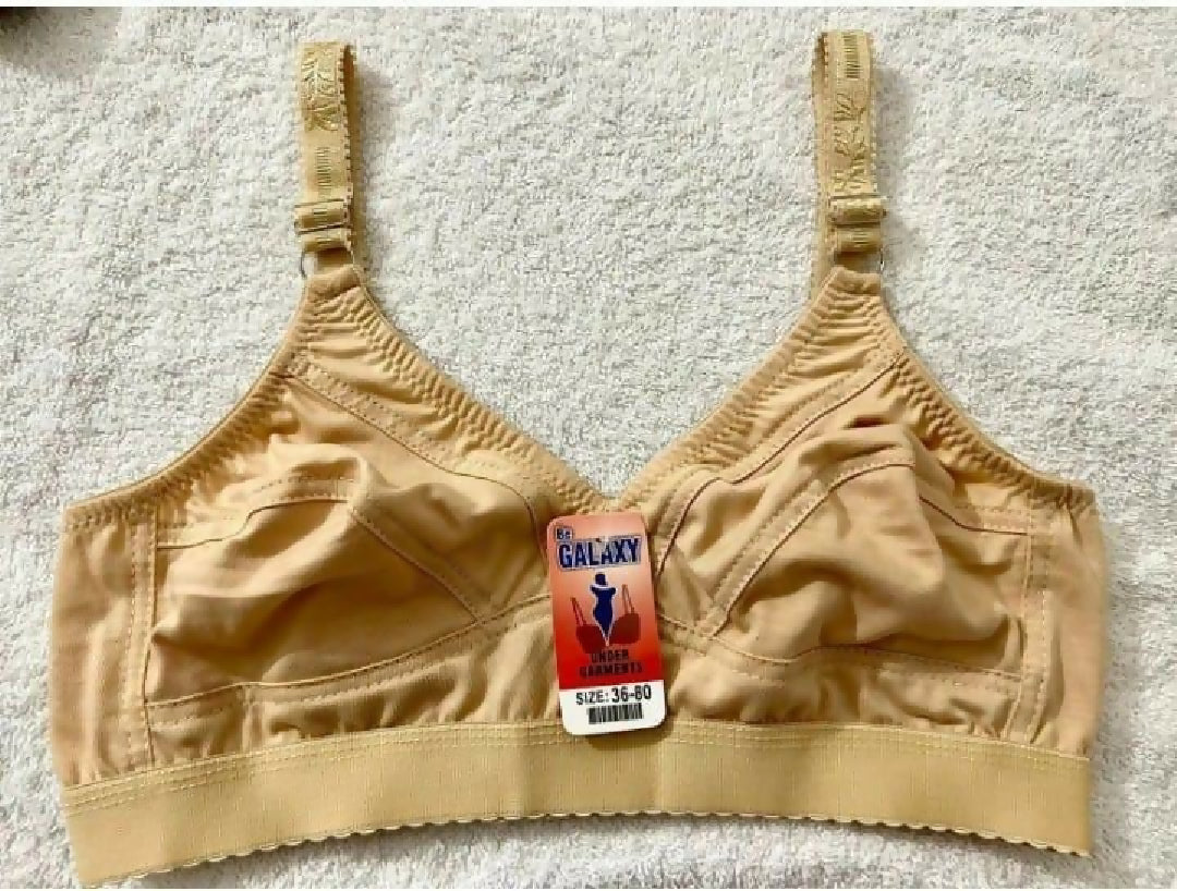 Plain Non-Padded Cotton Bra - Lightweight Comfortable Everyday Wear - Beige - Sizes 32-42 - 32