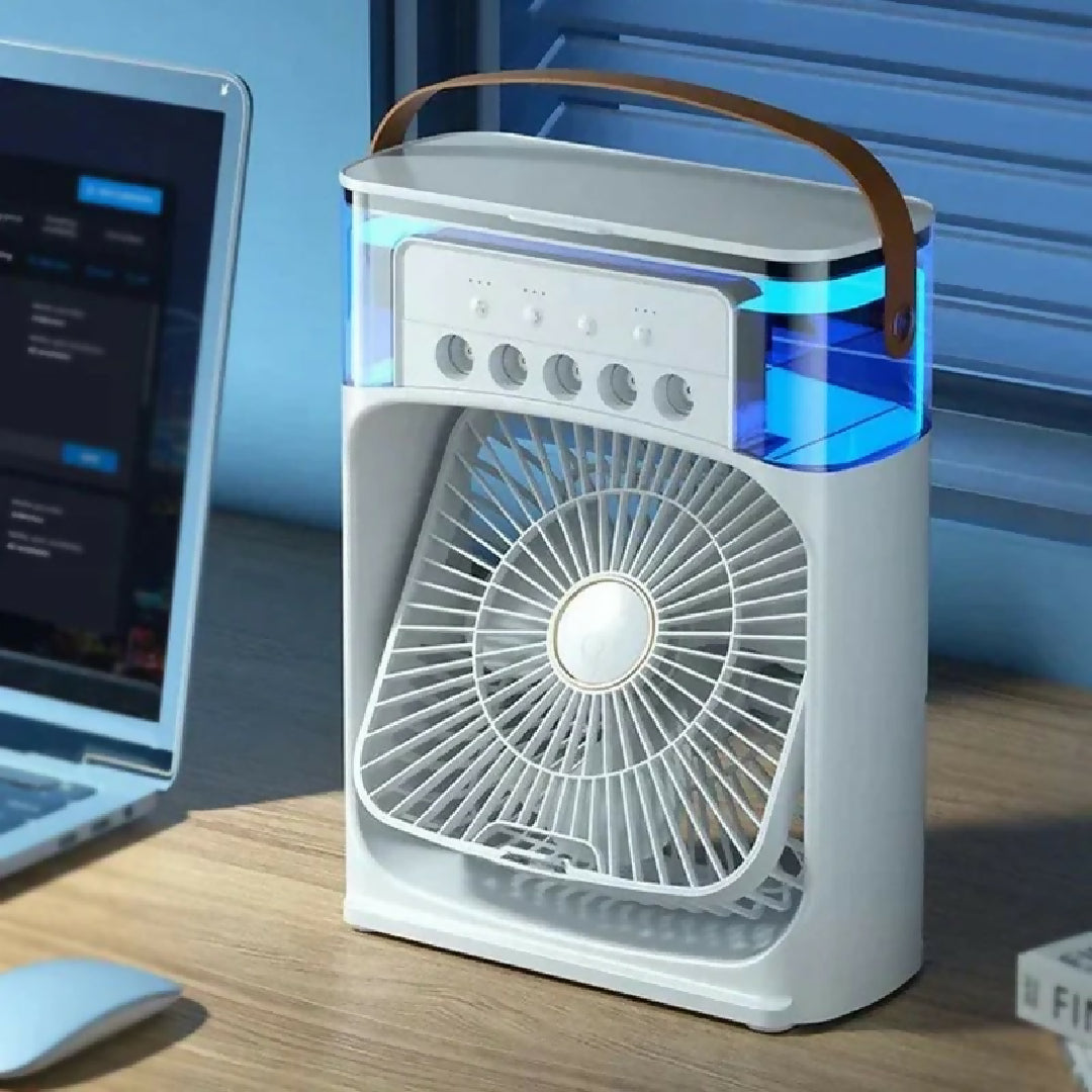10 inch Portable Air Conditioner Fan Usb Electric Fan With Led Night Light Fine Mist Water And Humidifier Function Led Night Light Water Mist Mini Fan Cooler