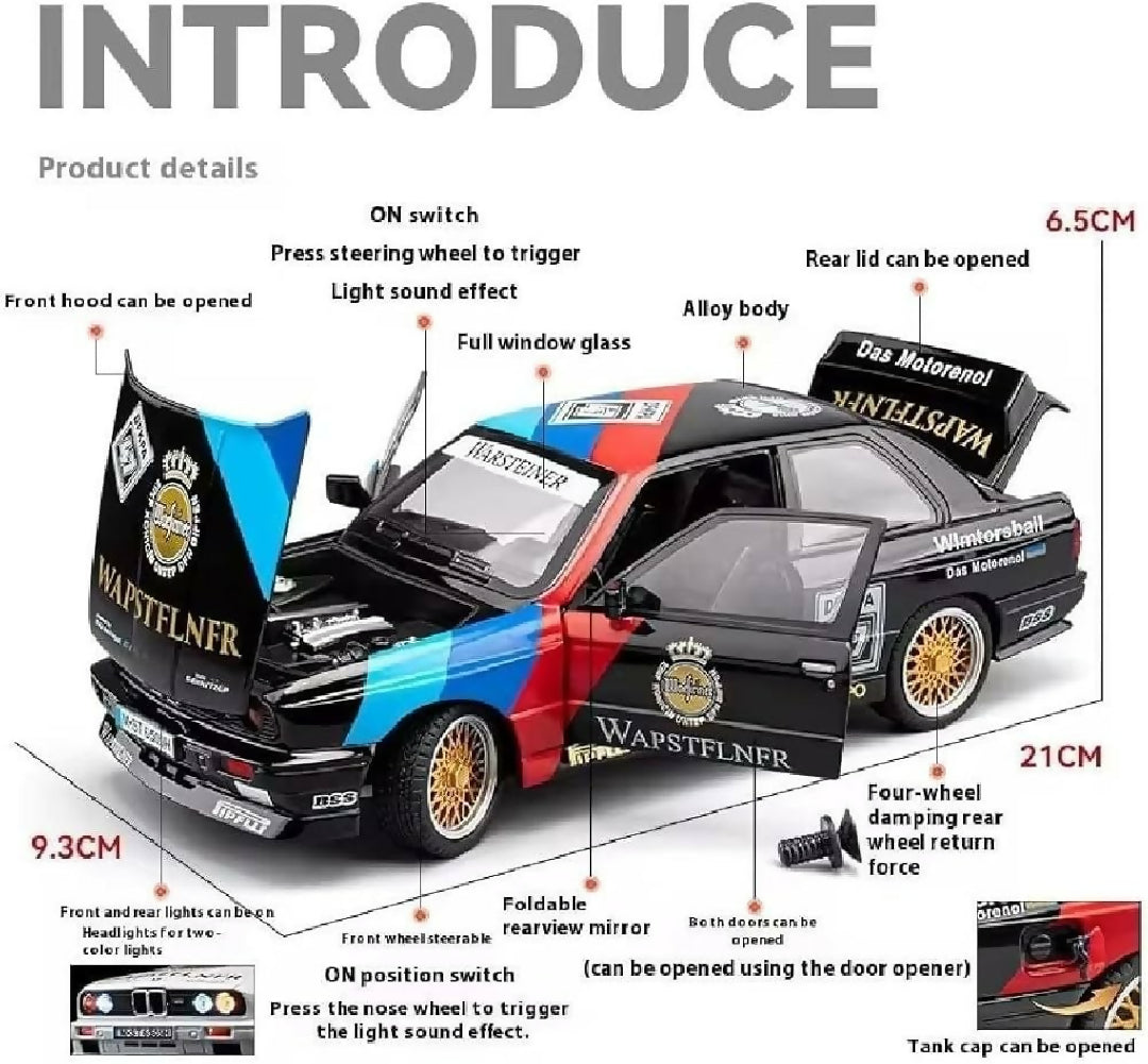 Diecast BMW M3 Car Model with Light and Sound Random Color