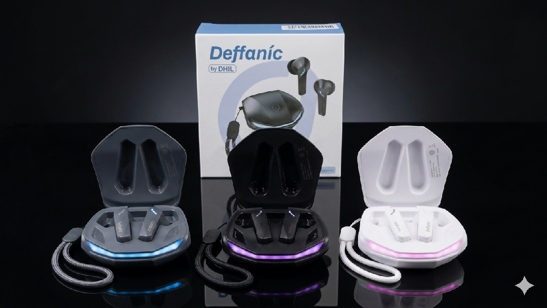Deffanic by DHIL Wireless Gaming Earbuds Low Latency Bluetooth with RGB LED Charging Case And Lanyard