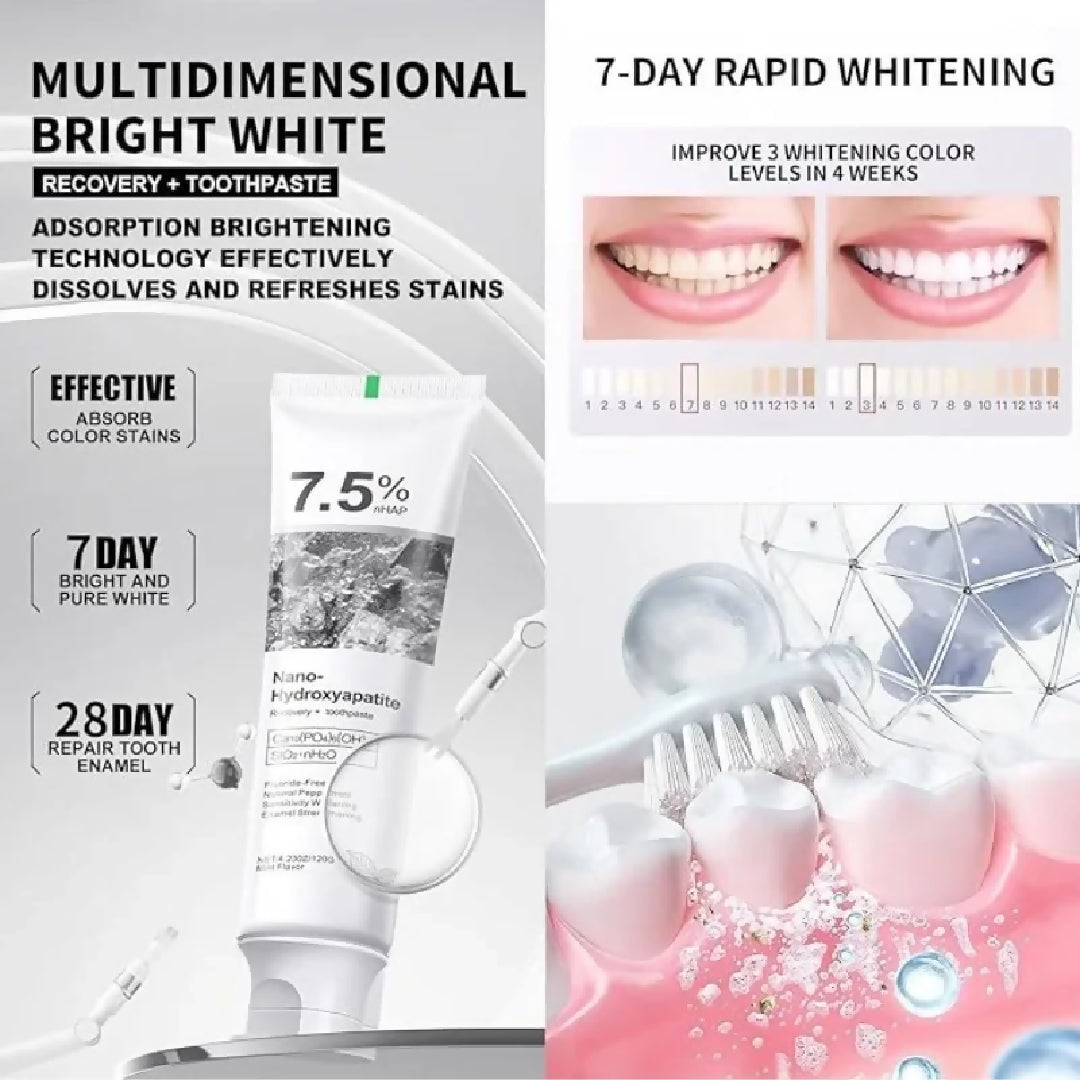 75 Nano Hydroxyapatite Toothpaste Deep Cleaning Advanced Enamel Protection Fluoride Free Mint Toothpaste for Sensitive Teeth Fresh Breath Daily Oral Care