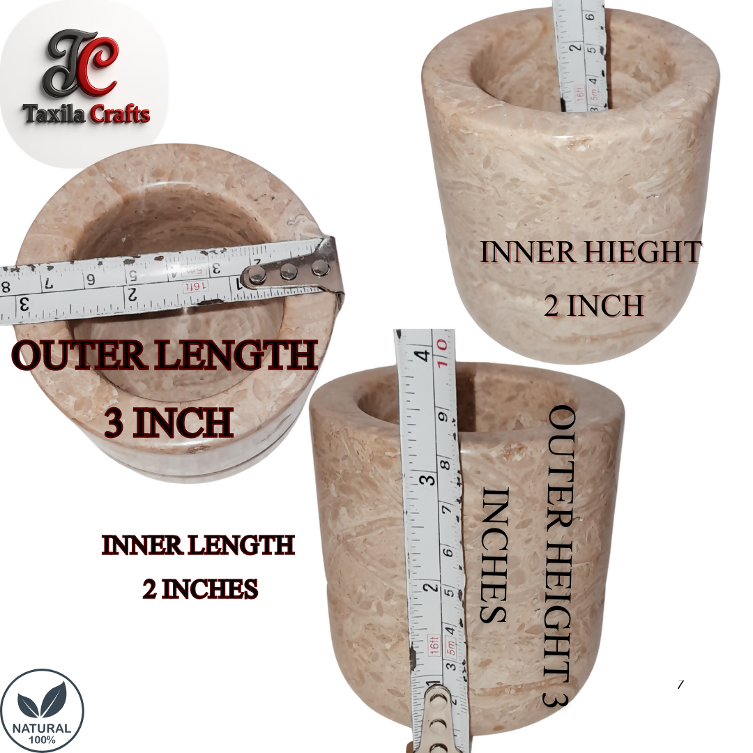 Small Size Teak Wood Marble Mortar Pestle 3 Inch Round Natural Stone Grinder
