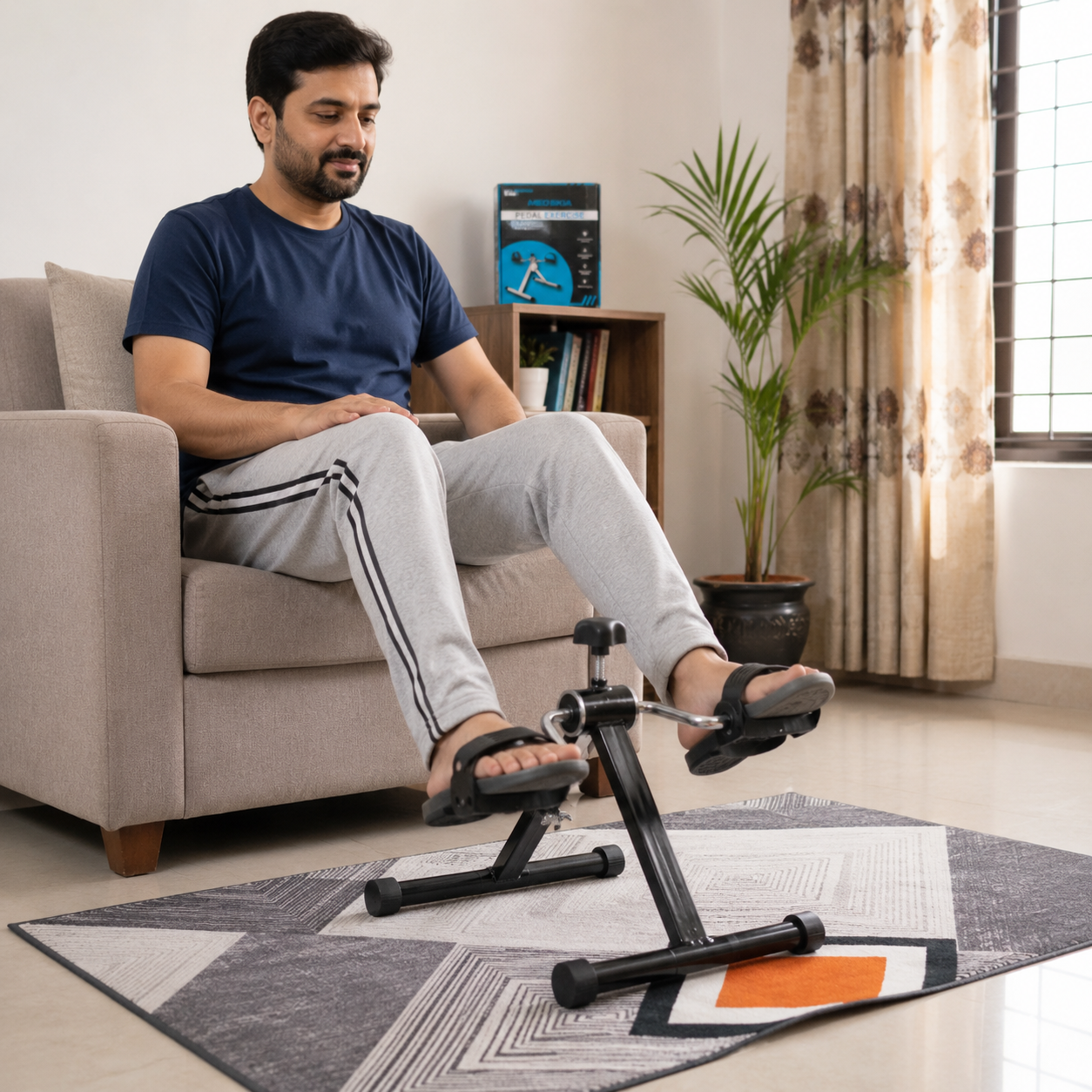 Folding Pedal Exerciser Mini Exercise Bike Under Desk Bike Foot Pedal Exerciser Foot Hand Cycle Portable Peddler Machine Bicycle Exerciser Arm Leg Exerciser while Sitting