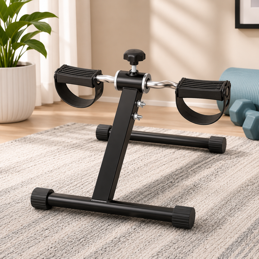 Folding Pedal Exerciser Mini Exercise Bike Under Desk Bike Foot Pedal Exerciser Foot Hand Cycle Portable Peddler Machine Bicycle Exerciser Arm Leg Exerciser while Sitting
