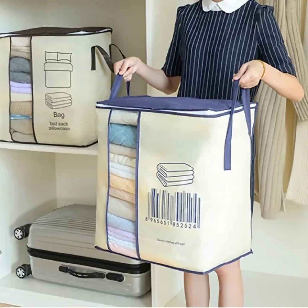 Large Non-woven Portable Clothes Storage Bag Clothing Organizer - 120 gsm - Random Color