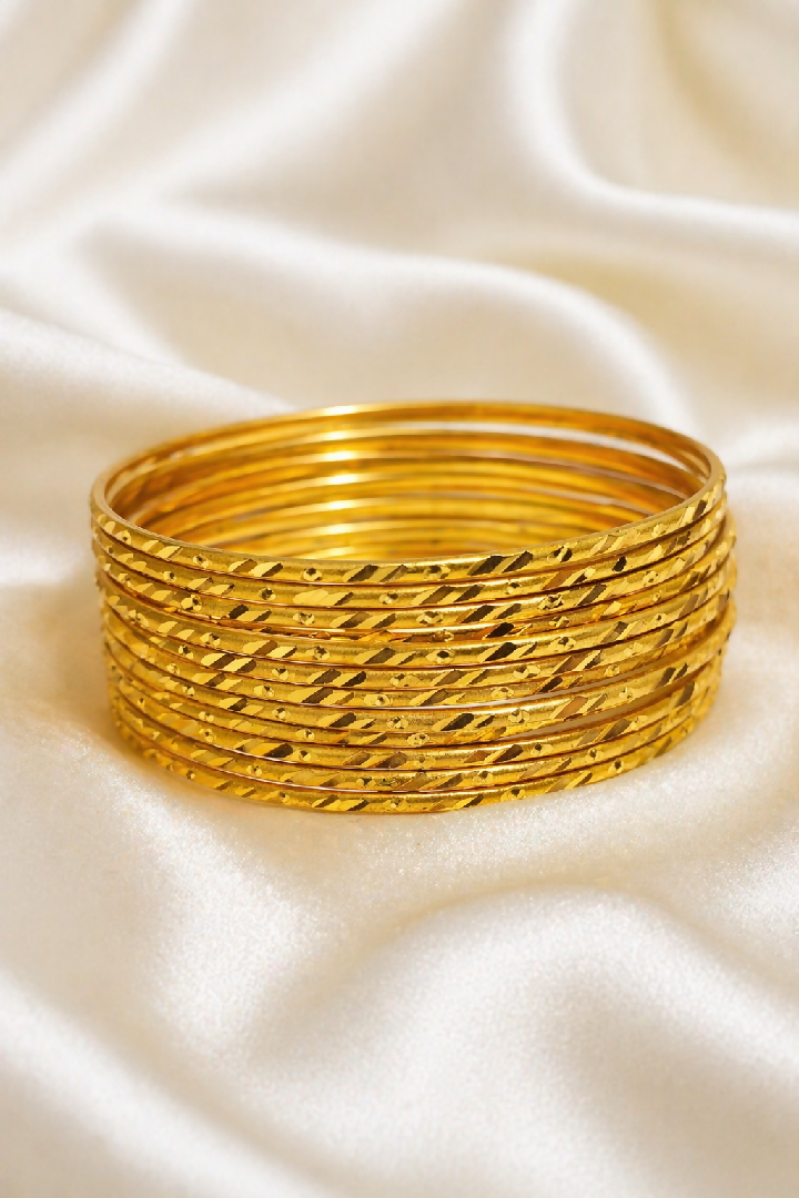 Gilded Heritage 12-Piece Gold Plated Bangle Set